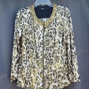 MSK Women 1X gorgeous Zip up blouse